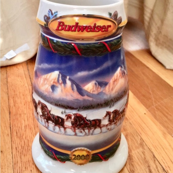 Budweiser VTG 2000/1999 Holiday in The Mountains Christmas Beer Stein Clydesdale - Picture 3 of 9